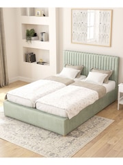 Aspire Furniture Duck Egg Grant Velvet Electric Adjustable Bed With Mattress - Image 3 of 6