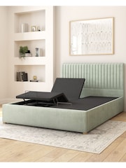 Aspire Furniture Duck Egg Grant Velvet Electric Adjustable Bed With Mattress - Image 5 of 6