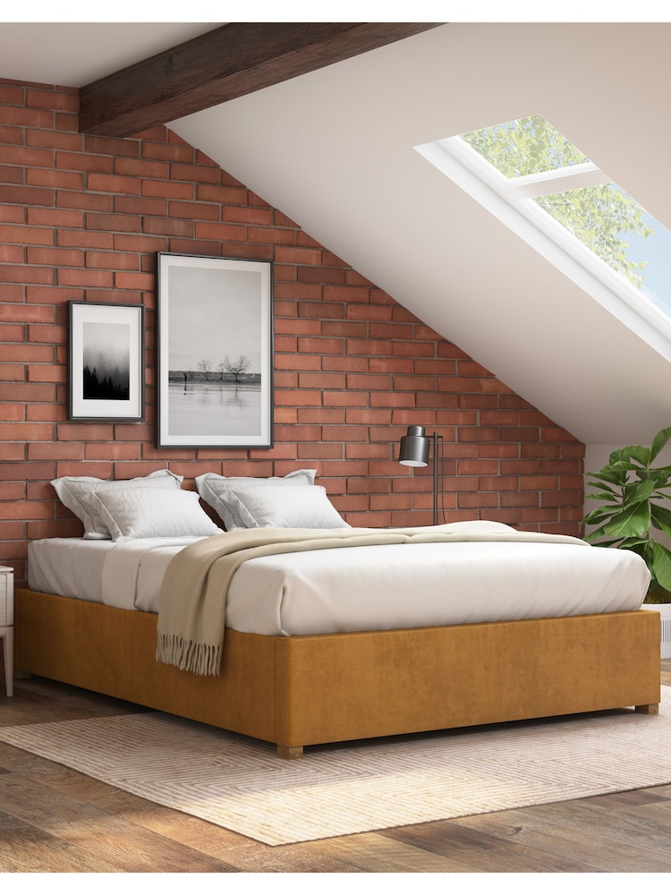 Aspire Furniture Ochre Platform Velvet End Lift Ottoman Storage Bed - Image 1 of 3