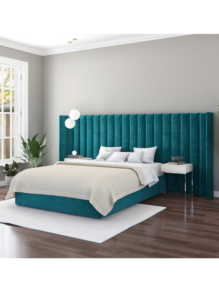 Aspire Furniture Emerald Grandeur Wing Velvet Headboard - Image 1 of 3