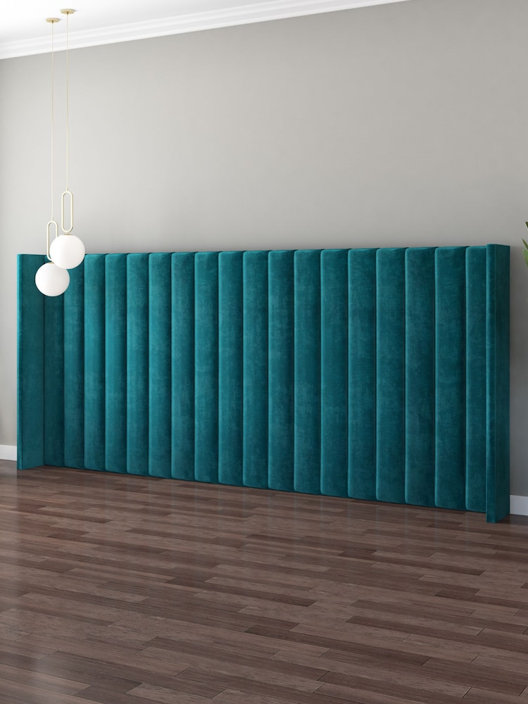 Aspire Furniture Emerald Grandeur Wing Velvet Headboard - Image 3 of 3