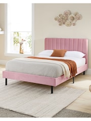 Aspire Furniture Pink Rosella Velvet Upholstered Bed - Image 1 of 3