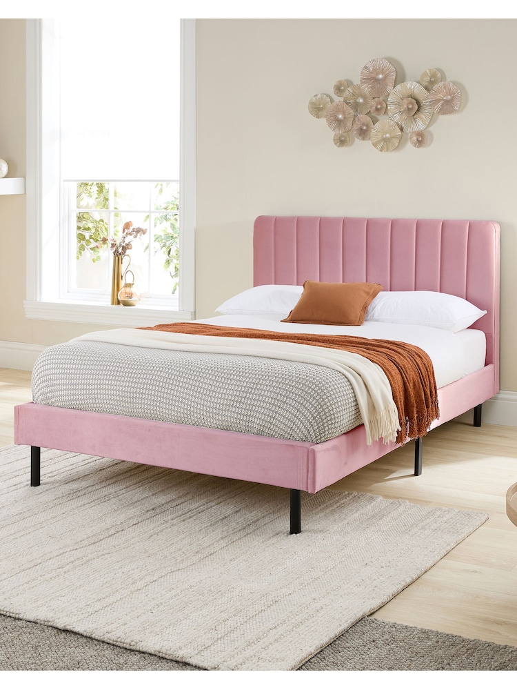 Aspire Furniture Pink Rosella Velvet Upholstered Bed - Image 1 of 3