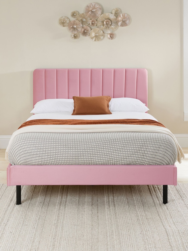 Aspire Furniture Pink Rosella Velvet Upholstered Bed - Image 2 of 3