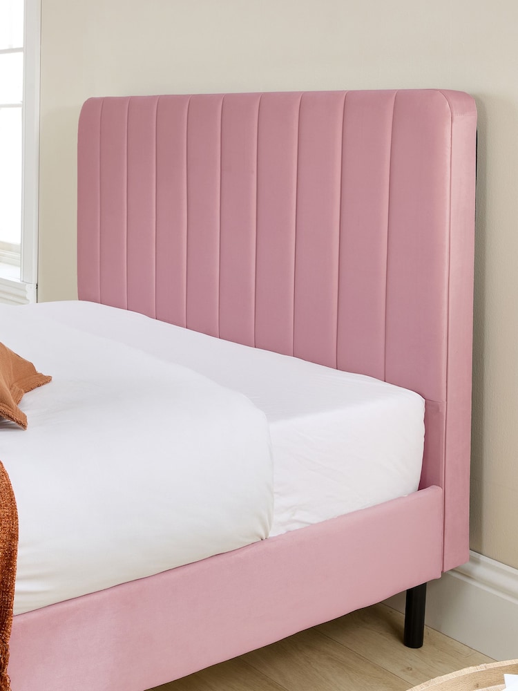 Aspire Furniture Pink Rosella Velvet Upholstered Bed - Image 3 of 3