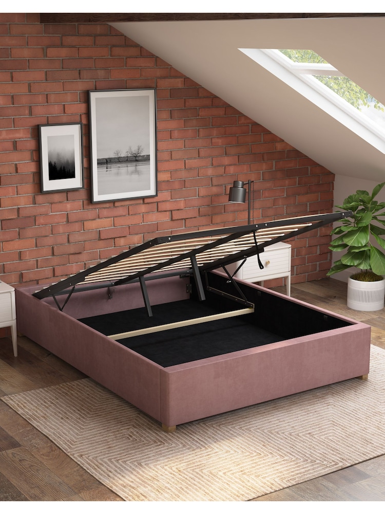 Aspire Furniture Blush Platform Velvet End Lift Ottoman Storage Bed - Image 2 of 3