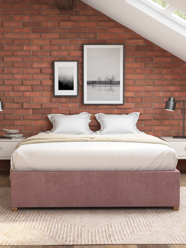 Aspire Furniture Blush Platform Velvet End Lift Ottoman Storage Bed - Image 3 of 3