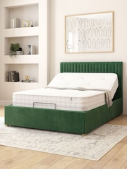Aspire Furniture Forest Green Grant Velvet Electric Adjustable Bed With Mattress - Image 2 of 6
