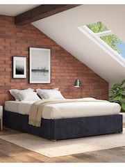 Aspire Furniture Ebony Platform Velvet End Lift Ottoman Storage Bed - Image 1 of 3