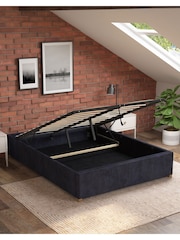 Aspire Furniture Ebony Platform Velvet End Lift Ottoman Storage Bed - Image 2 of 3