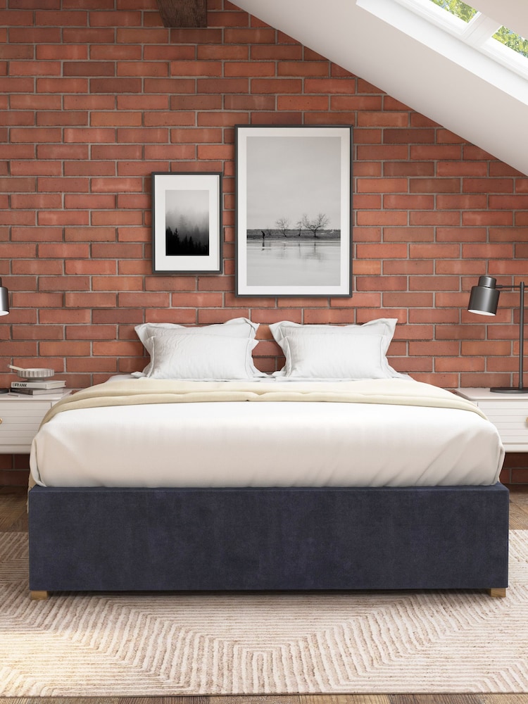 Aspire Furniture Ebony Platform Velvet End Lift Ottoman Storage Bed - Image 3 of 3