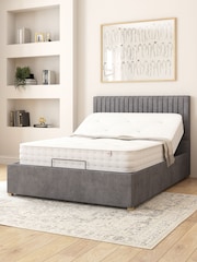 Aspire Furniture Steel Grant Velvet Electric Adjustable Bed With Mattress - Image 2 of 6