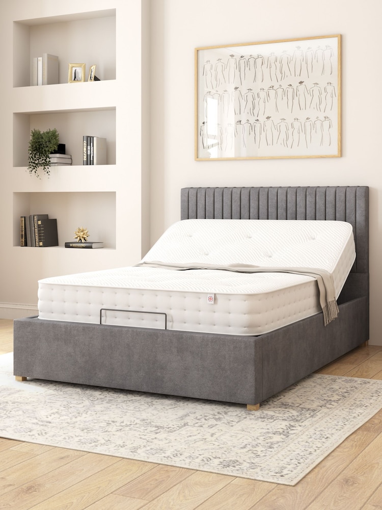 Aspire Furniture Steel Grant Velvet Electric Adjustable Bed With Mattress - Image 2 of 6
