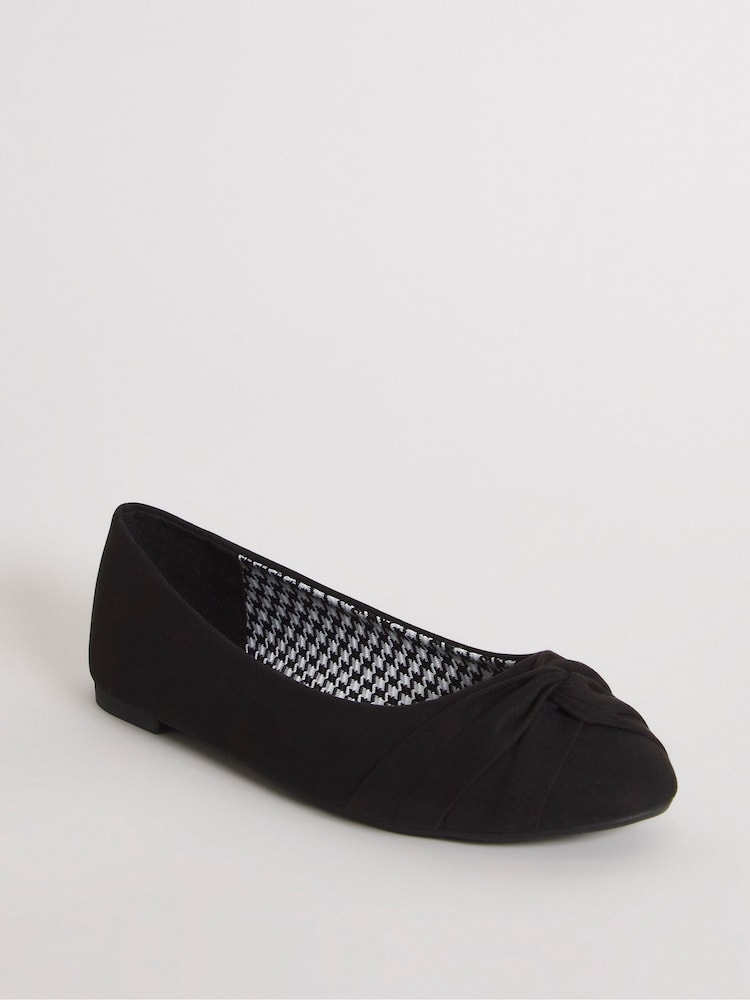 Simply Be Black Twist Front Ballerina in Extra Wide Shoes - Image 4 of 4