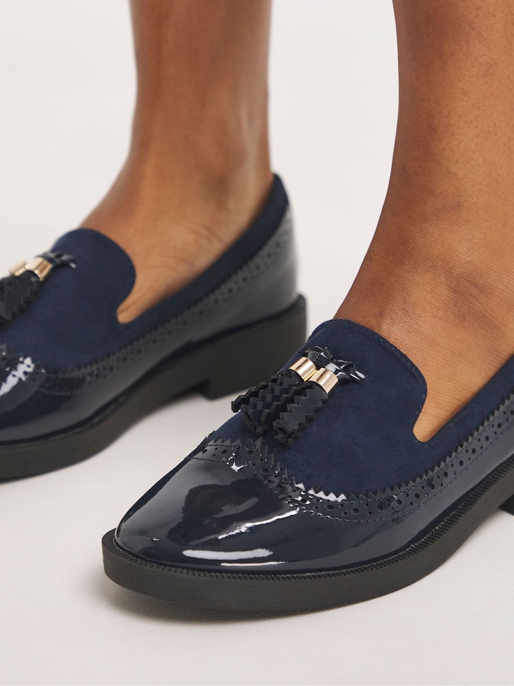Simply Be Extra Wide Fit Tassle Trim Slippers with Cut Loafers - Image 3 of 5