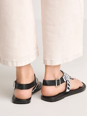 Simply Be Black Wide Fit Beaded Toe Post Flat Sandals - Image 2 of 5