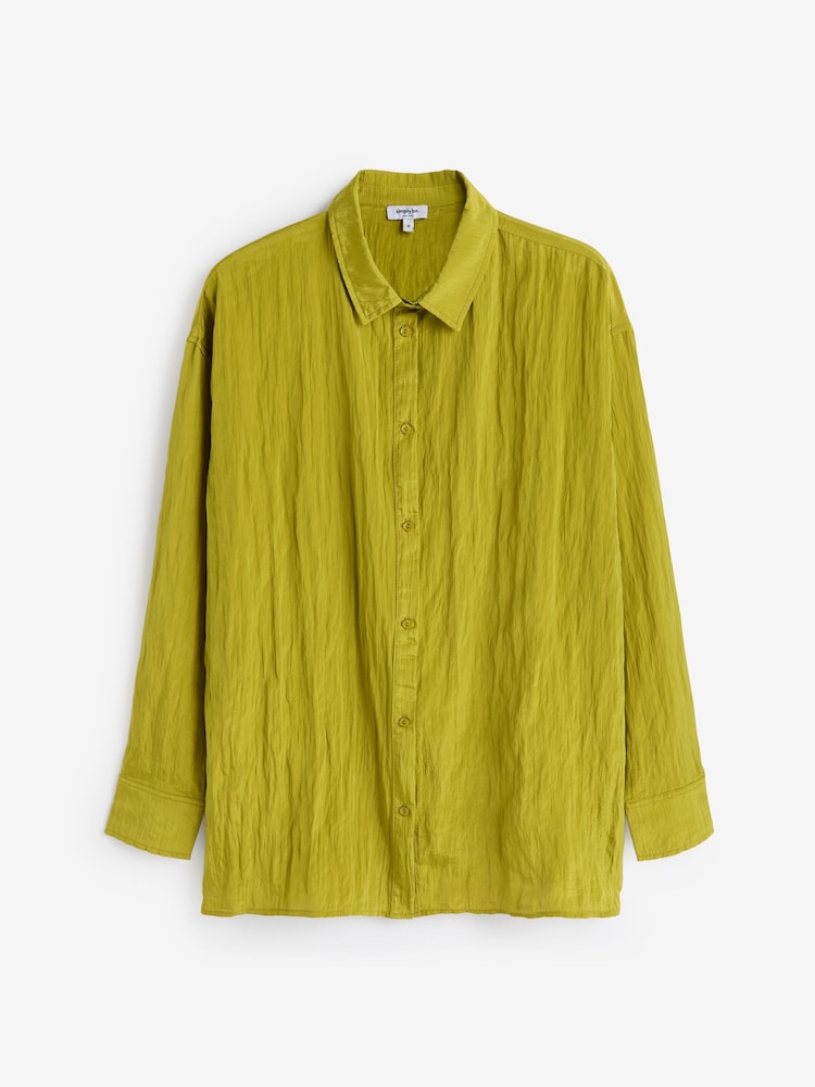 Simply Be Green Crinkle Satin Oversized Shirt - Image 5 of 5 Simply Be Green Crinkle Satin Oversized Shirt - Image 5 of 5