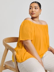 Simply Be Orange Bardot Top - Image 1 of 5