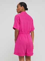 Simply Be Pink Cheesecloth Utility 100% Cotton Playsuit - Image 2 of 5