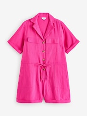 Simply Be Pink Cheesecloth Utility 100% Cotton Playsuit - Image 5 of 5