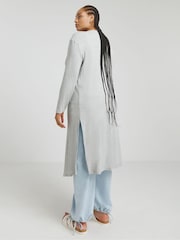 Simply Be Grey 100% Cotton Ribbed Longline Cardigan - Image 2 of 5