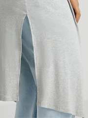 Simply Be Grey 100% Cotton Ribbed Longline Cardigan - Image 4 of 5
