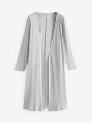 Simply Be Grey 100% Cotton Ribbed Longline Cardigan - Image 5 of 5