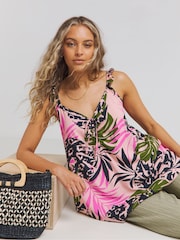 Simply Be Black Ruched Front Ruffle Cami - Image 1 of 5