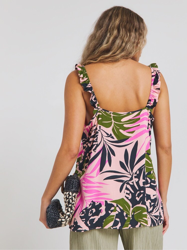Simply Be Black Ruched Front Ruffle Cami - Image 3 of 5