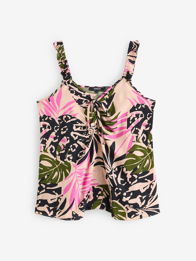 Simply Be Black Ruched Front Ruffle Cami - Image 5 of 5
