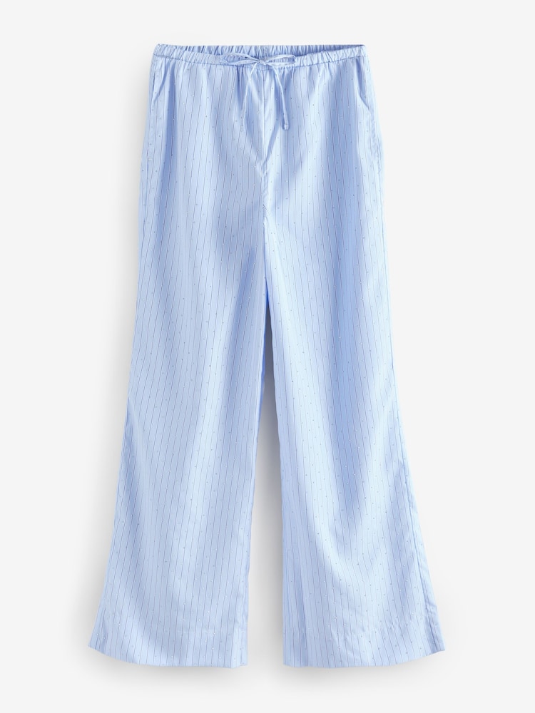 Bleu - Pantalon large à rayures scintillantes en diamant - Image 6 of 8