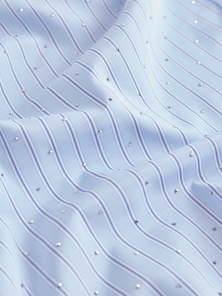 Bleu - Pantalon large à rayures scintillantes en diamant - Image 7 of 8