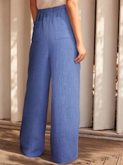 Blue Cotton Wide Leg Trousers - Image 3 of 7