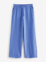 Blue Cotton Wide Leg Trousers - Image 5 of 7