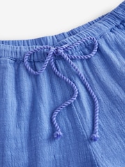 Blue Cotton Wide Leg Trousers - Image 7 of 7