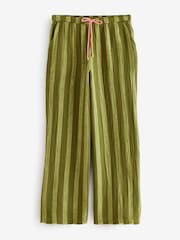 Green Stripe Cotton Wide Leg Trousers - Image 5 of 7