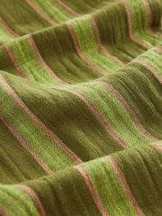 Green Stripe Cotton Wide Leg Trousers - Image 6 of 7