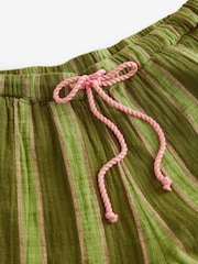 Green Stripe Cotton Wide Leg Trousers - Image 7 of 7