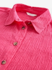Bright Pink Short Sleeve Textured Co-ord Shirt With Linen - Image 7 of 8
