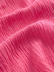 Bright Pink Short Sleeve Textured Co-ord Shirt With Linen - Image 8 of 8