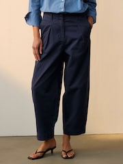 Bleumarin - 100% Cotton Croială tip balon Pantaloni chino Pantaloni - Image 2 of 8