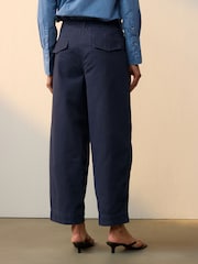 Bleumarin - 100% Cotton Croială tip balon Pantaloni chino Pantaloni - Image 3 of 8
