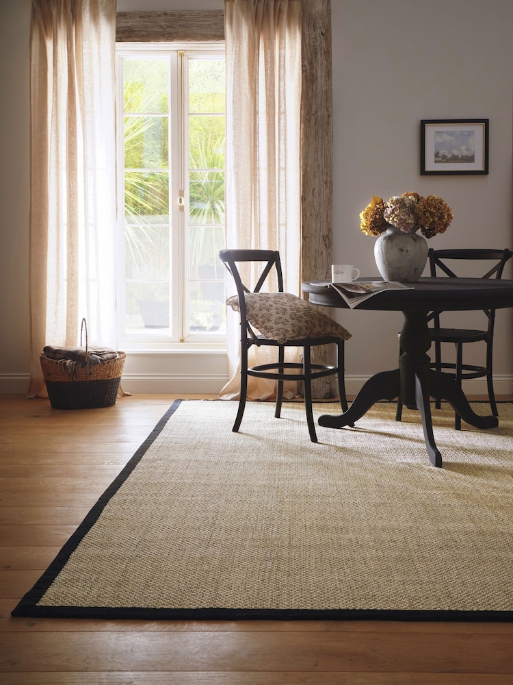 Origin Rugs Light Beige with Black Border Hand Woven Sisal Rug - Image 1 of 4 Origin Rugs Light Beige with Black Border Hand Woven Sisal Rug - Image 1 of 4