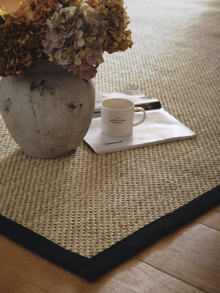 Origin Rugs Light Beige with Black Border Hand Woven Sisal Rug - Image 4 of 4 Origin Rugs Light Beige with Black Border Hand Woven Sisal Rug - Image 4 of 4