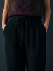 Black Barrel Leg Crepe Trousers - Image 5 of 10