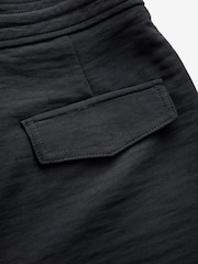 Black Barrel Leg Crepe Trousers - Image 9 of 10