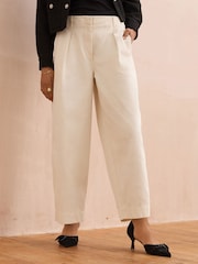 Ivory 100% Cotton Barrel Leg Chinos Trousers - Image 2 of 7