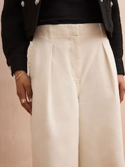 Ivory 100% Cotton Barrel Leg Chinos Trousers - Image 4 of 7