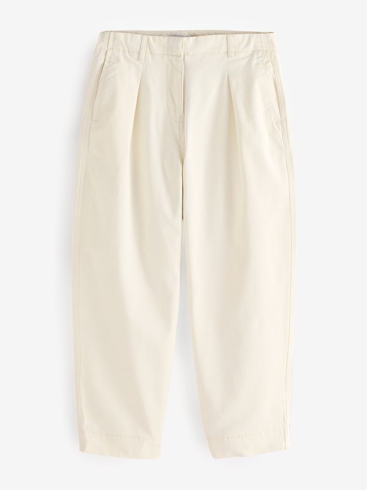 Ivory 100% Cotton Barrel Leg Chinos Trousers - Image 5 of 7