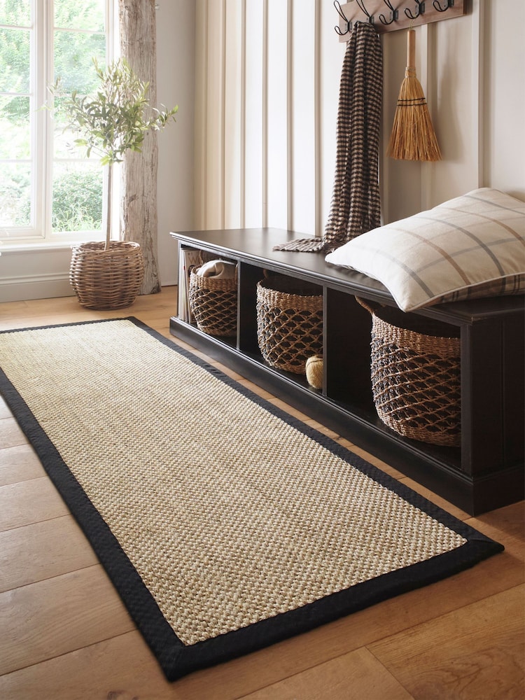 Origin Rugs Light Beige with Black Border Sisal Runner - Image 1 of 4